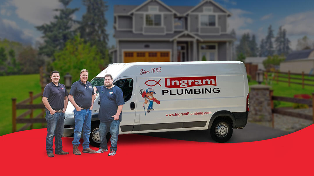 The Ingram Plumbing team in front of their branded Since 1952 service van